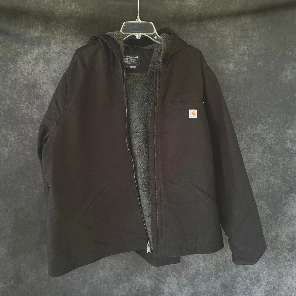 Carhartt Mens 3X Black Sherpa Lined Jacket‎ Loose Fit Heavyweight Work Utility